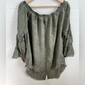 Standard Grace Olive green long sleeve blouse with back buttons size Xl